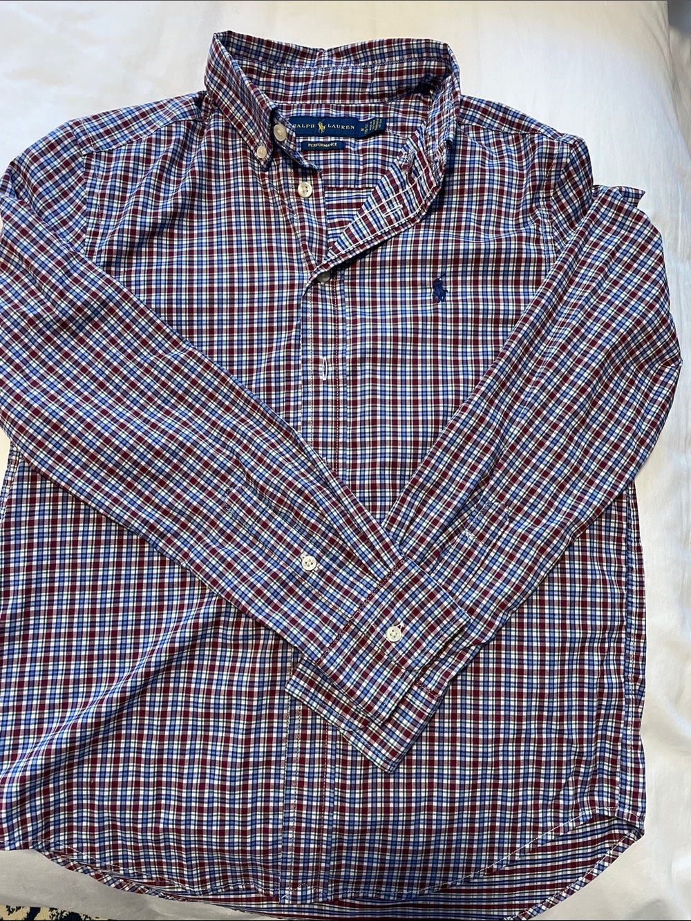 Ralph Lauren Men's Red, Blue & White Plaid Button-Down Shirt